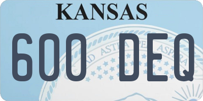 KS license plate 600DEQ