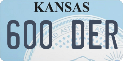 KS license plate 600DER
