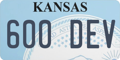 KS license plate 600DEV