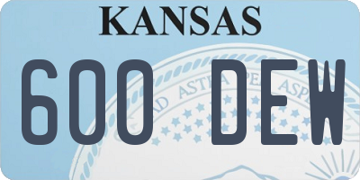 KS license plate 600DEW