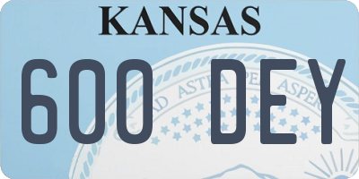 KS license plate 600DEY