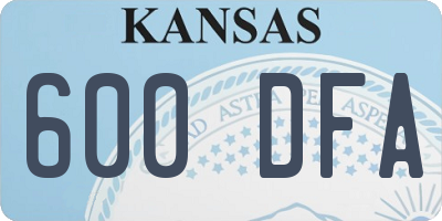 KS license plate 600DFA