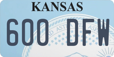 KS license plate 600DFW