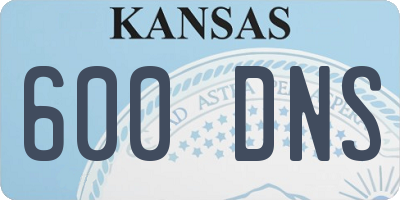 KS license plate 600DNS