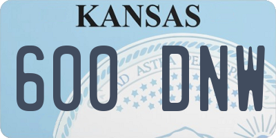 KS license plate 600DNW