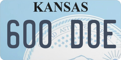 KS license plate 600DOE