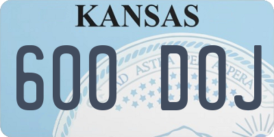 KS license plate 600DOJ