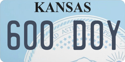 KS license plate 600DOY