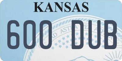 KS license plate 600DUB