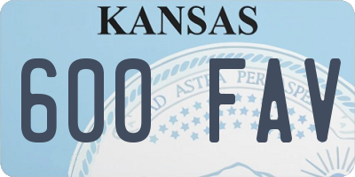 KS license plate 600FAV