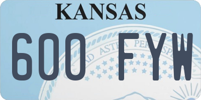 KS license plate 600FYW