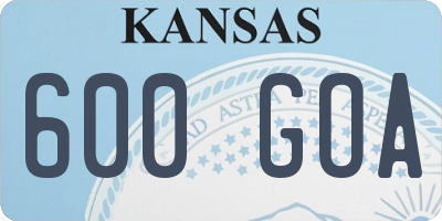 KS license plate 600GOA
