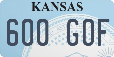 KS license plate 600GOF