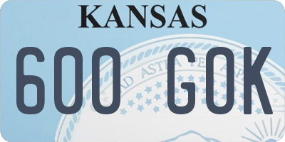KS license plate 600GOK