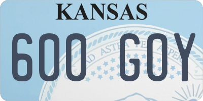 KS license plate 600GOY