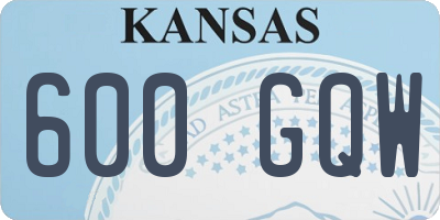 KS license plate 600GQW