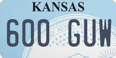 KS license plate 600GUW