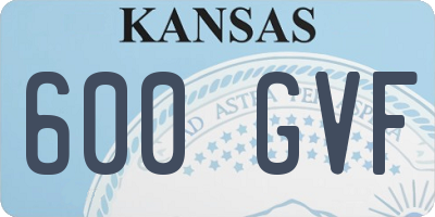 KS license plate 600GVF