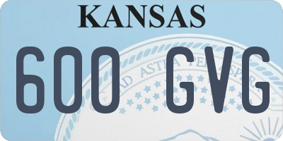 KS license plate 600GVG