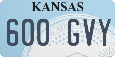 KS license plate 600GVY
