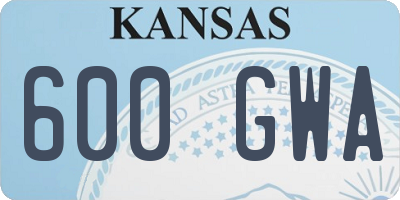 KS license plate 600GWA
