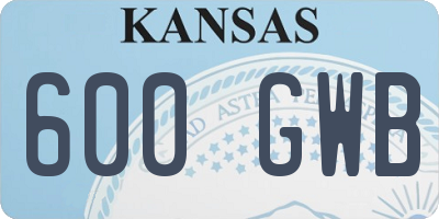 KS license plate 600GWB