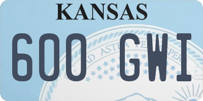 KS license plate 600GWI