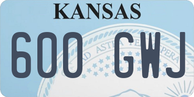 KS license plate 600GWJ