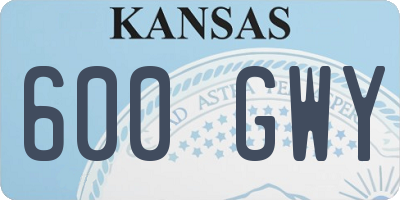 KS license plate 600GWY