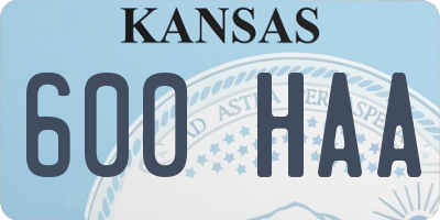 KS license plate 600HAA