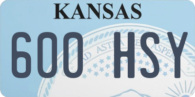 KS license plate 600HSY