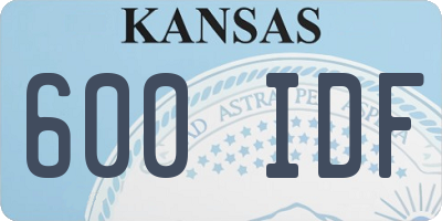 KS license plate 600IDF