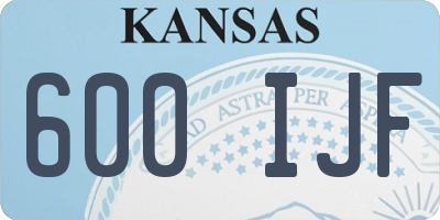 KS license plate 600IJF