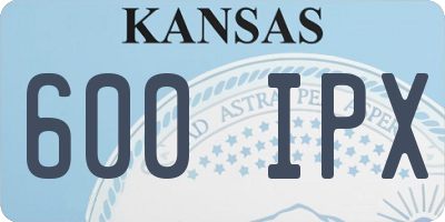 KS license plate 600IPX