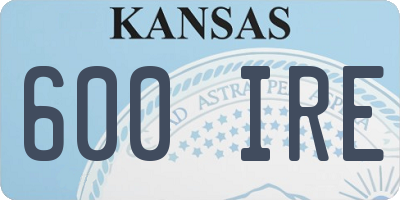 KS license plate 600IRE