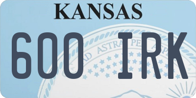 KS license plate 600IRK