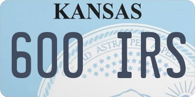 KS license plate 600IRS