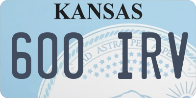 KS license plate 600IRV