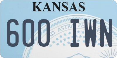 KS license plate 600IWN