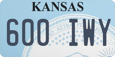 KS license plate 600IWY