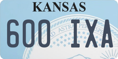KS license plate 600IXA