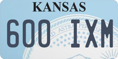 KS license plate 600IXM