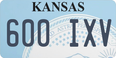 KS license plate 600IXV