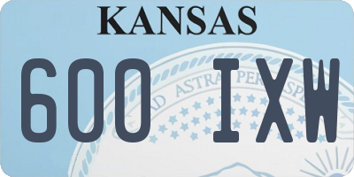 KS license plate 600IXW