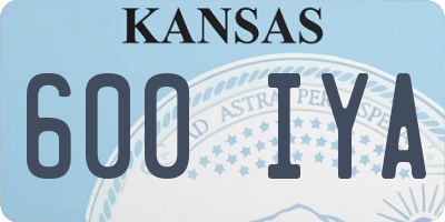KS license plate 600IYA