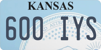 KS license plate 600IYS