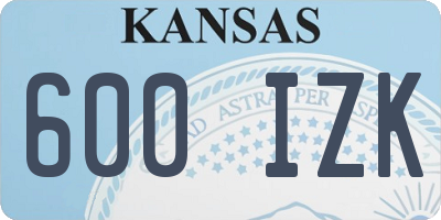 KS license plate 600IZK