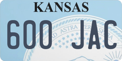 KS license plate 600JAC