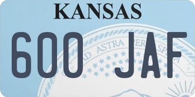 KS license plate 600JAF