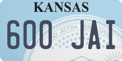 KS license plate 600JAI